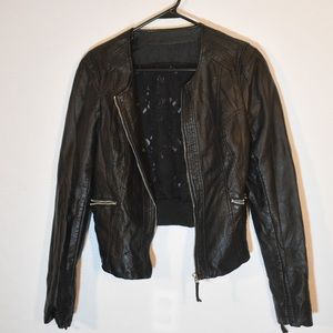 Black leather jacket with lace back!